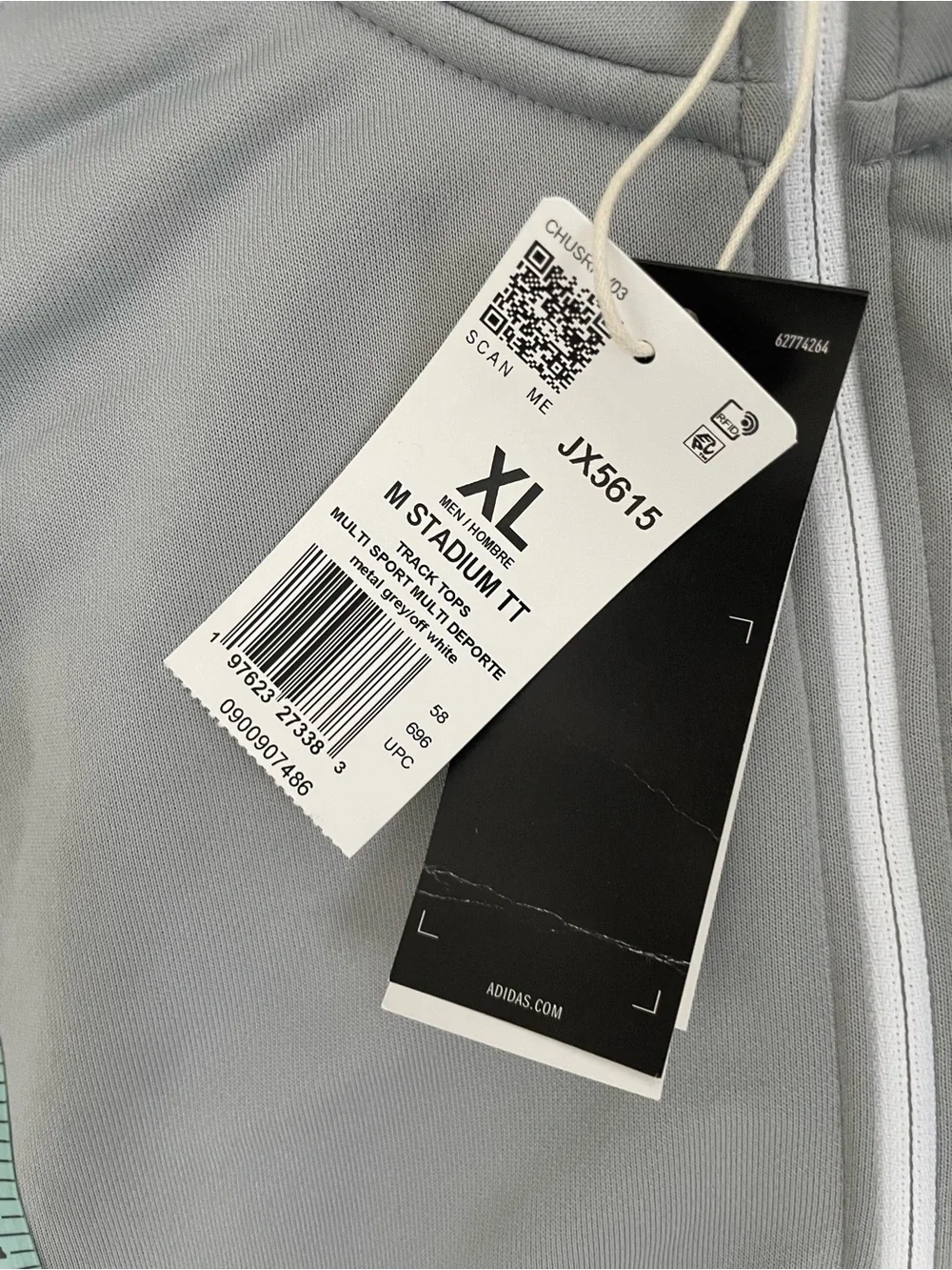 Men Size XL adidas French Terry 1/4 Zip 3-Stripes UPF50+ Golf Light Gray